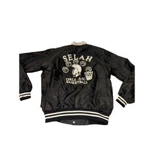 Hartwell Girls Basketball jacket Chalk Line‎ vintage Black made in USA bomber L